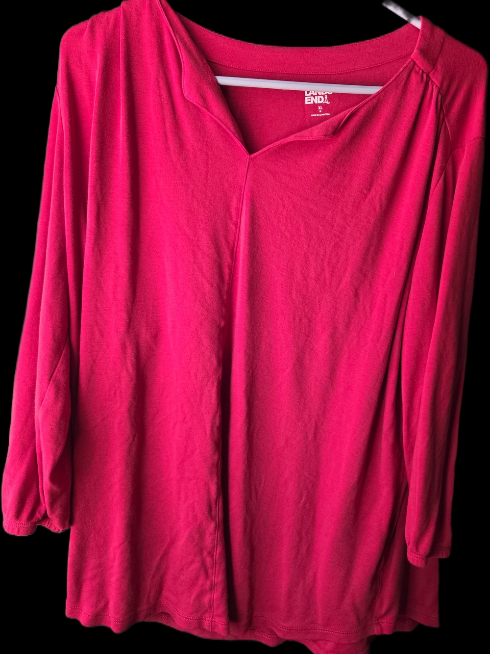 Lands' End Women's Long Sleeve V-Neck Tunic - Red